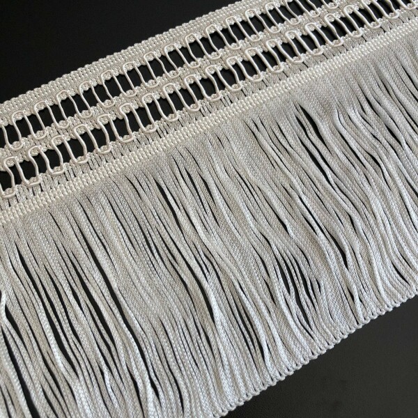 Franja com Duplo Ponto Palito - Off White - 18 cm 